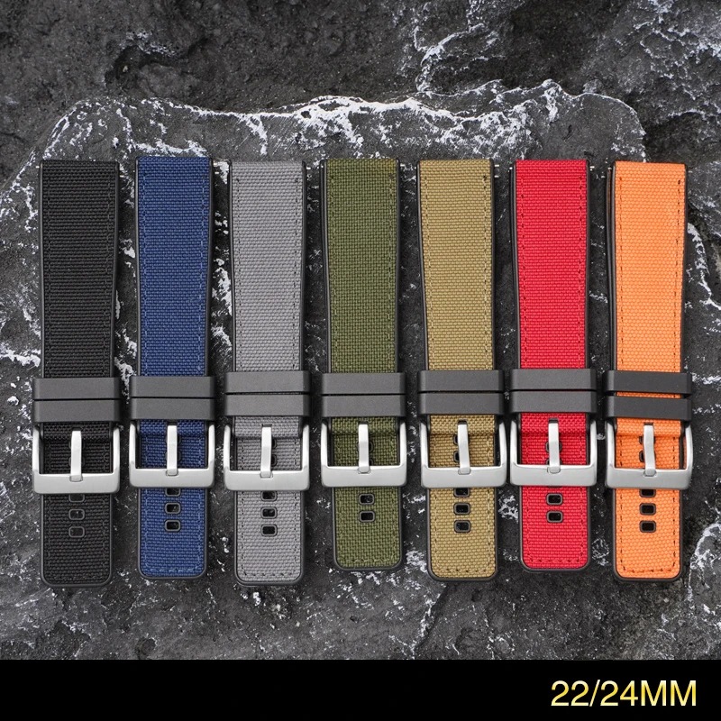 Canvas Strap Watch - Canvas Rubber Strap 20mm 22mm 24mm