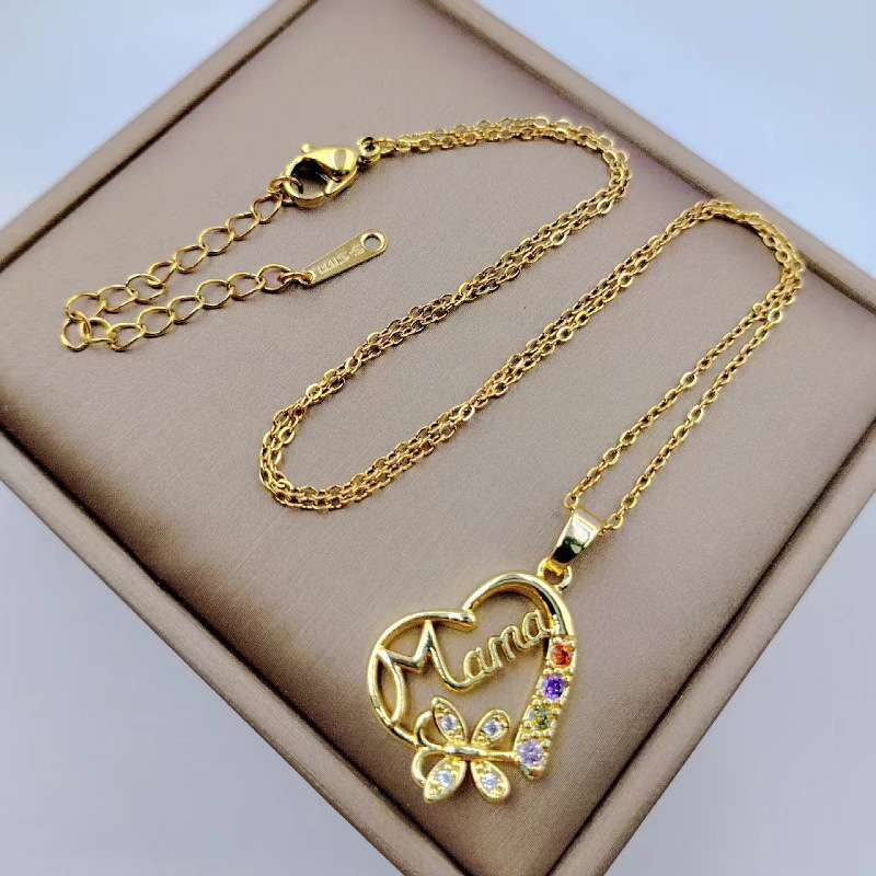 Multi-color Crystal Heart Mama - огляд і ціна Butterfly Clasp Deployant